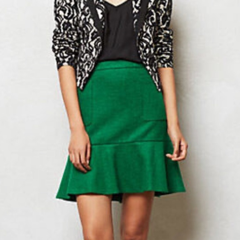 Anthropologie Maeve Kelly Green Wool Blend Skirt Size 12 - Picture 7 of 7